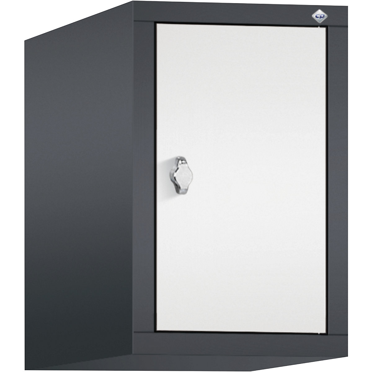 C+P – Altillo CLASSIC, 1 compartimento, anchura de compartimento 300 mm, gris negruzco / blanco tráfico