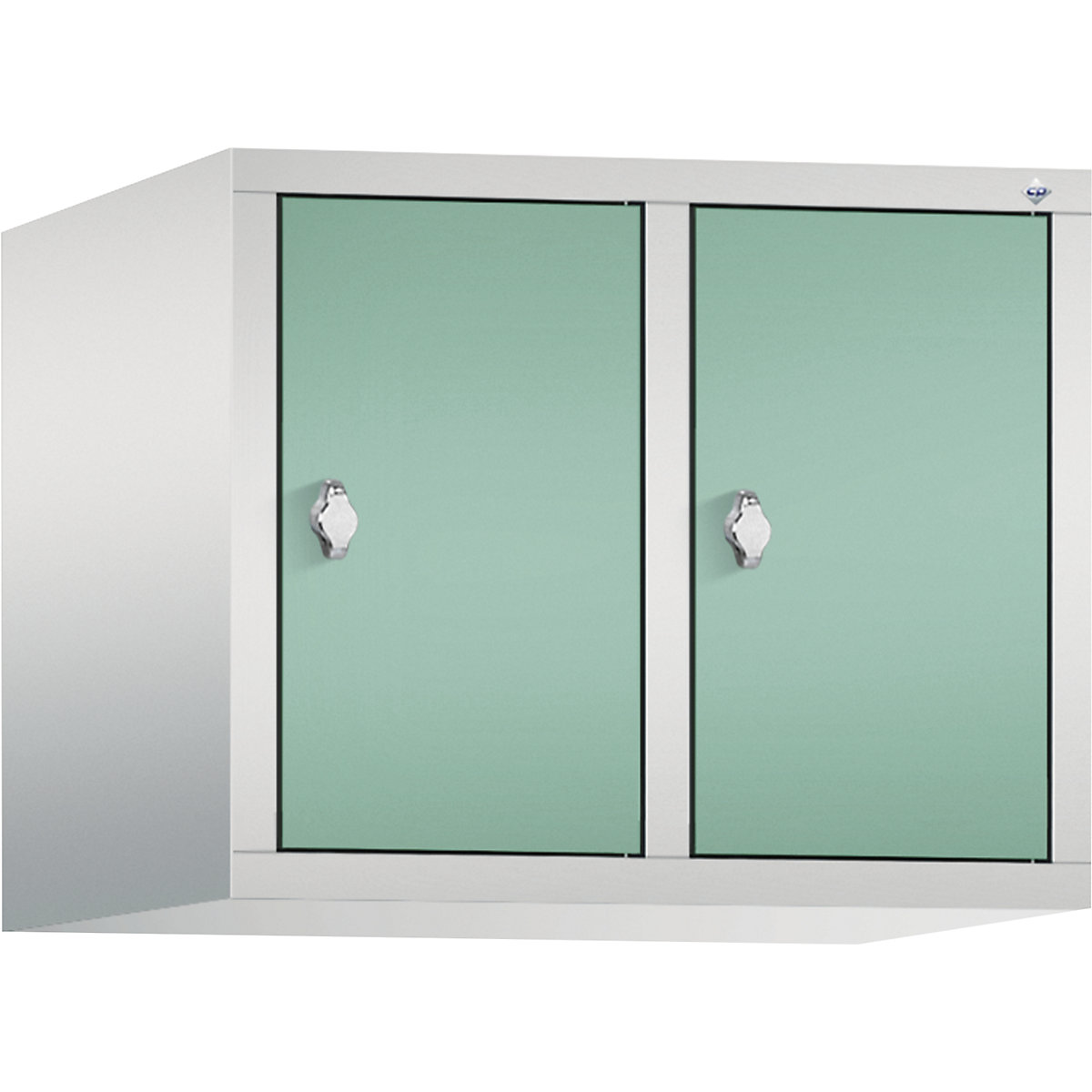 C+P – Altillo CLASSIC, 2 compartimentos, anchura de compartimento 300 mm, gris luminoso / verde luminoso