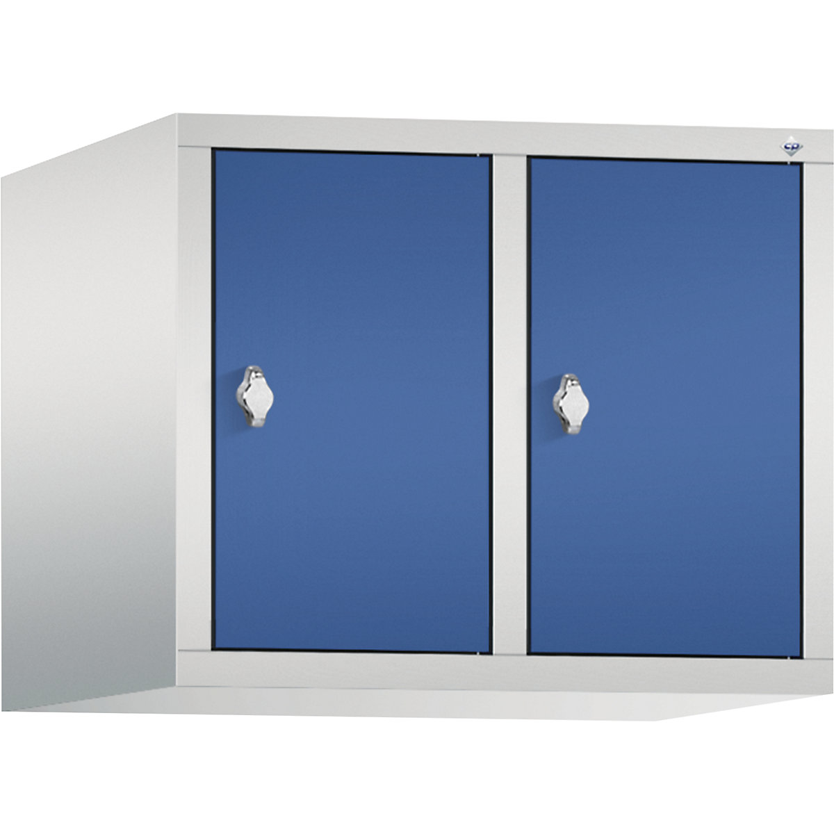 Altillo CLASSIC – C+P, 2 compartimentos, anchura de compartimento 300 mm, gris luminoso / azul genciana-11