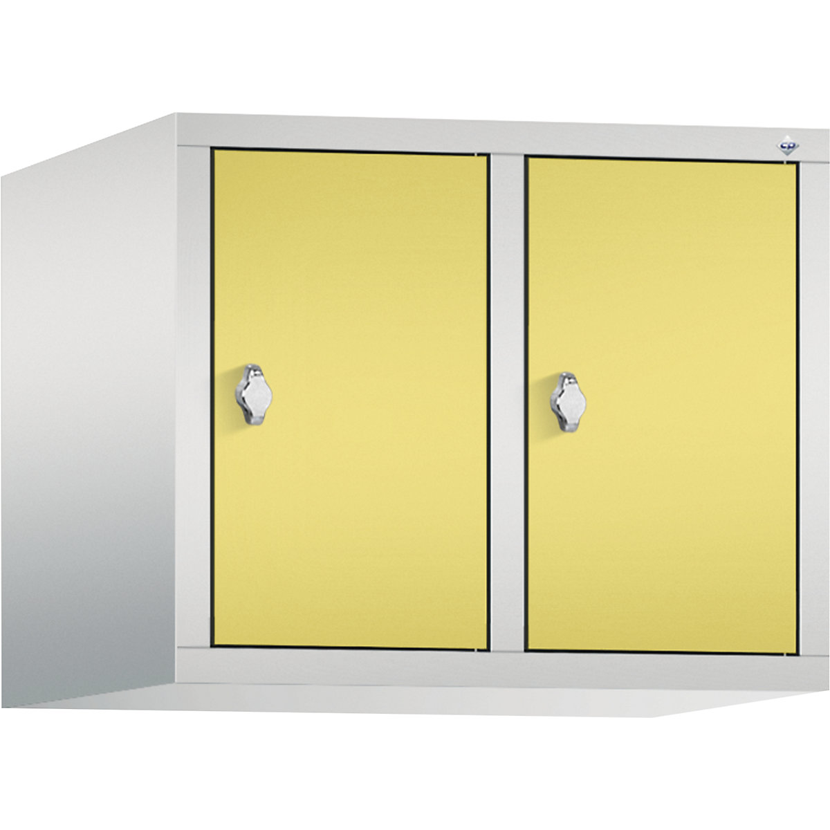 C+P – Altillo CLASSIC, 2 compartimentos, anchura de compartimento 300 mm, gris luminoso / amarillo azufre