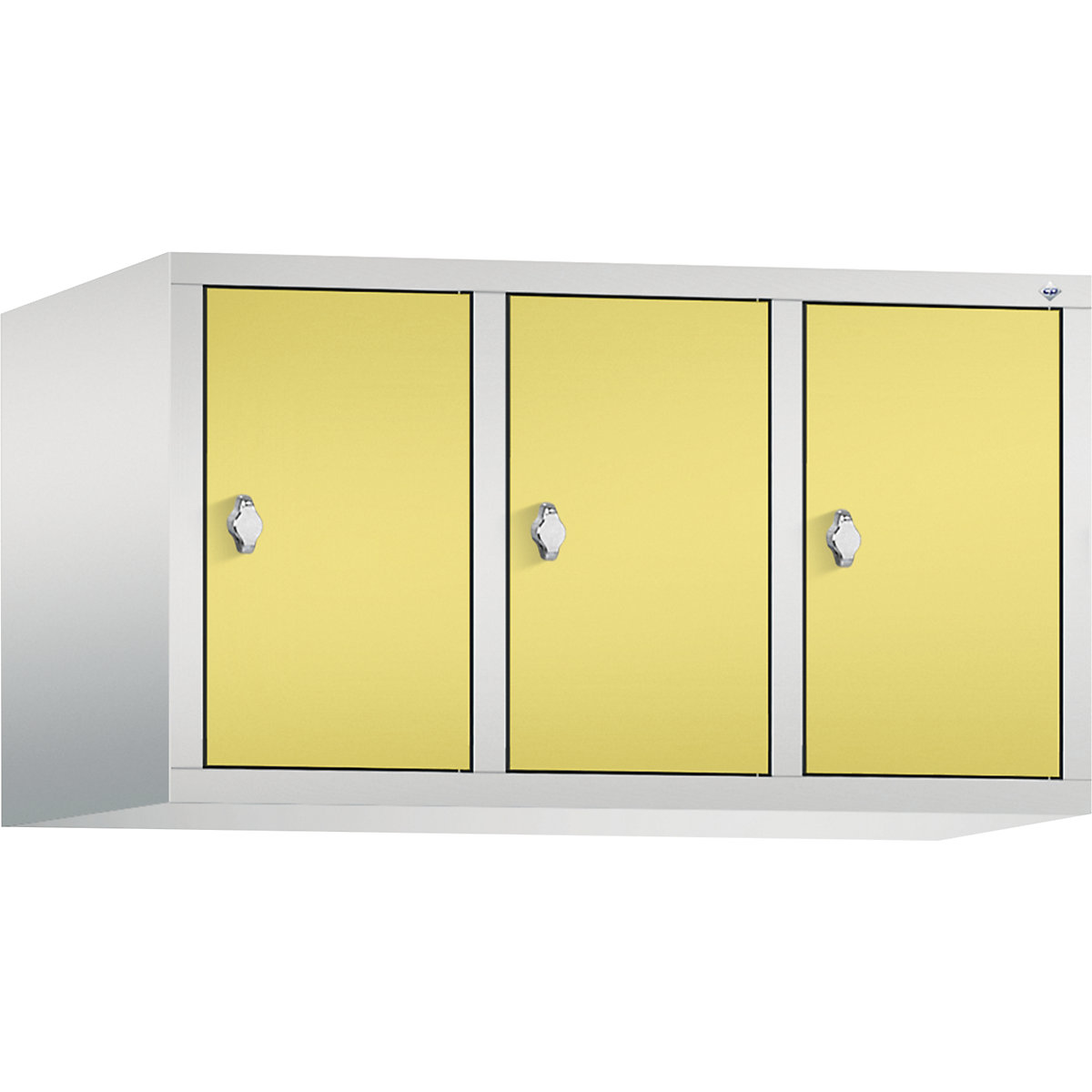 C+P – Altillo CLASSIC, 3 compartimentos, anchura de compartimento 300 mm, gris luminoso / amarillo azufre