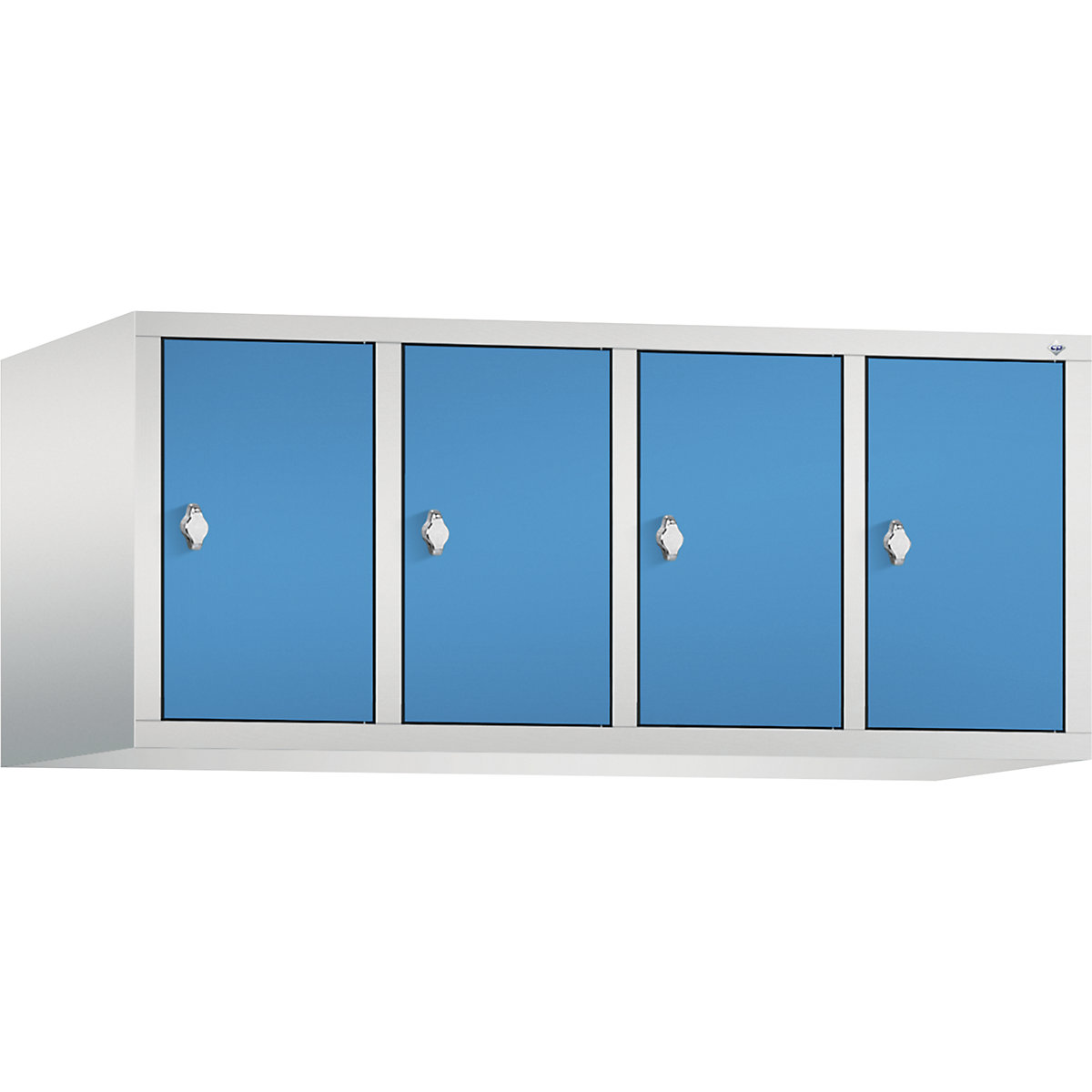 C+P – Altillo CLASSIC, 4 compartimentos, anchura de compartimento 300 mm, gris luminoso / azul luminoso