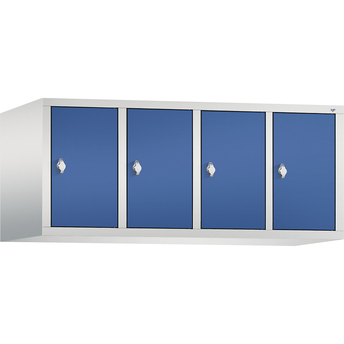 C+P – Altillo CLASSIC, 4 compartimentos, anchura de compartimento 300 mm, gris luminoso / azul genciana