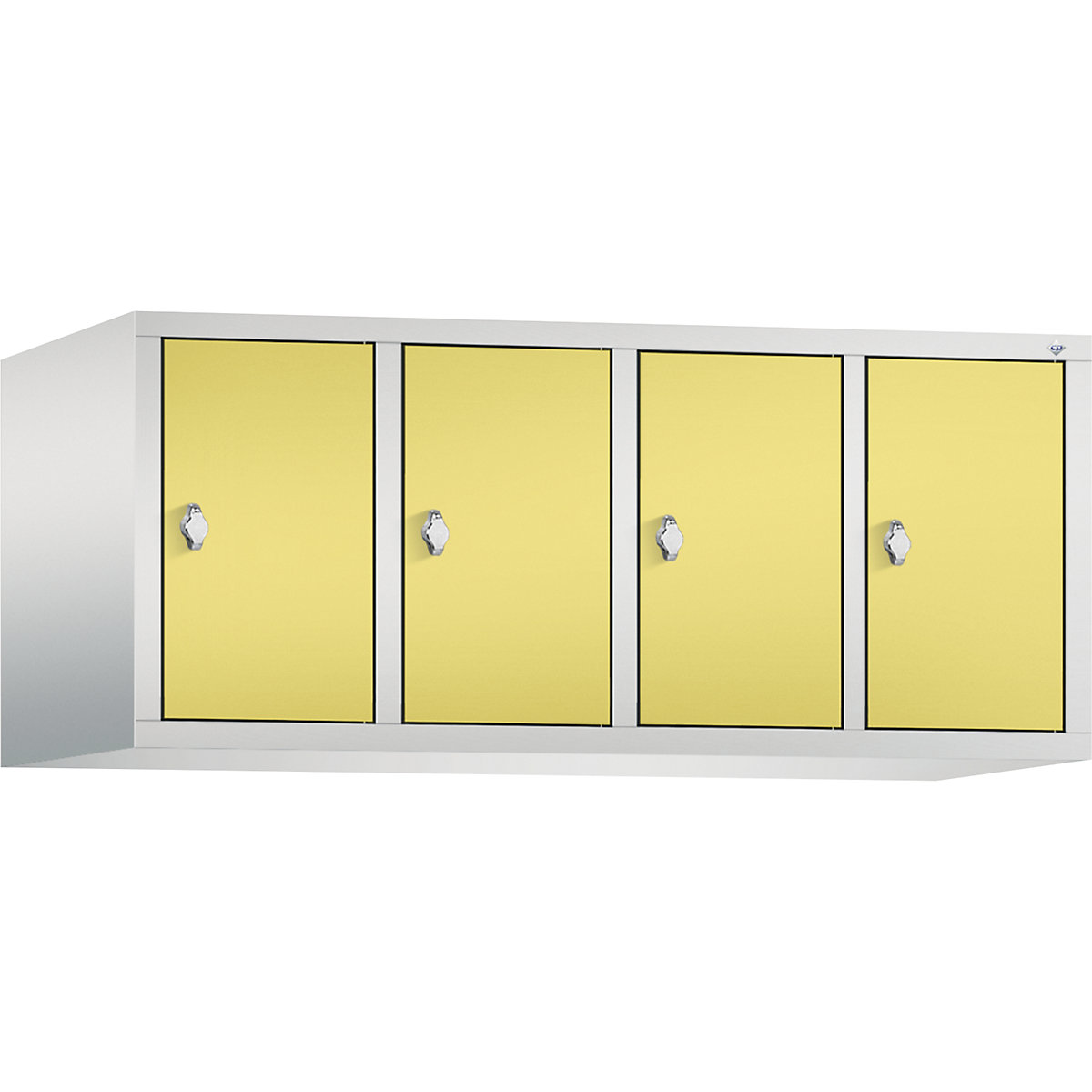 C+P – Altillo CLASSIC, 4 compartimentos, anchura de compartimento 300 mm, gris luminoso / amarillo azufre