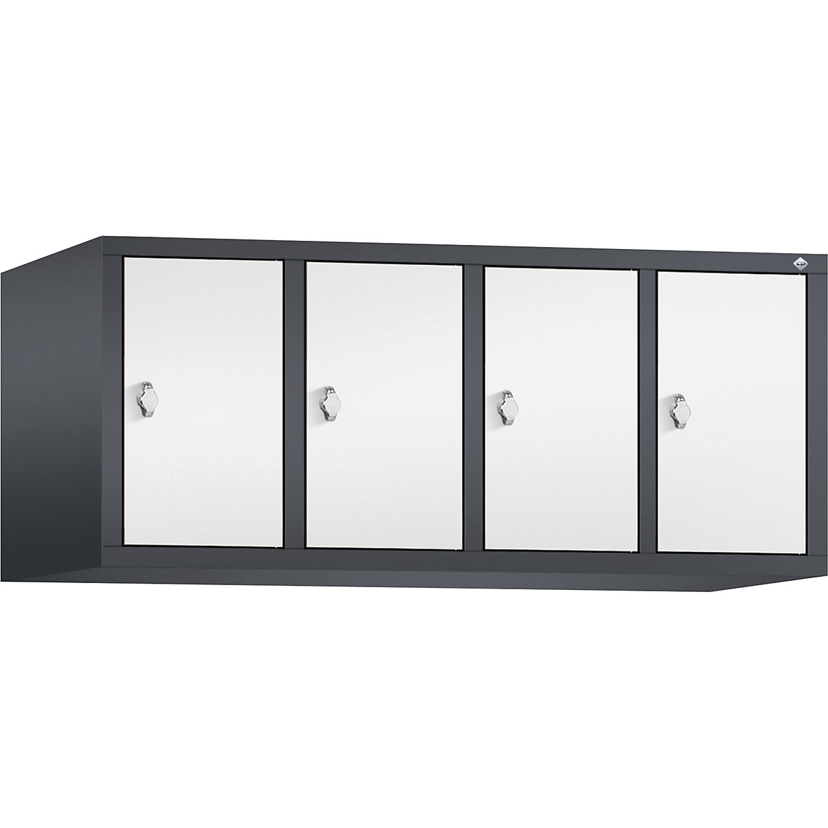 C+P – Altillo CLASSIC, 4 compartimentos, anchura de compartimento 300 mm, gris negruzco / blanco tráfico