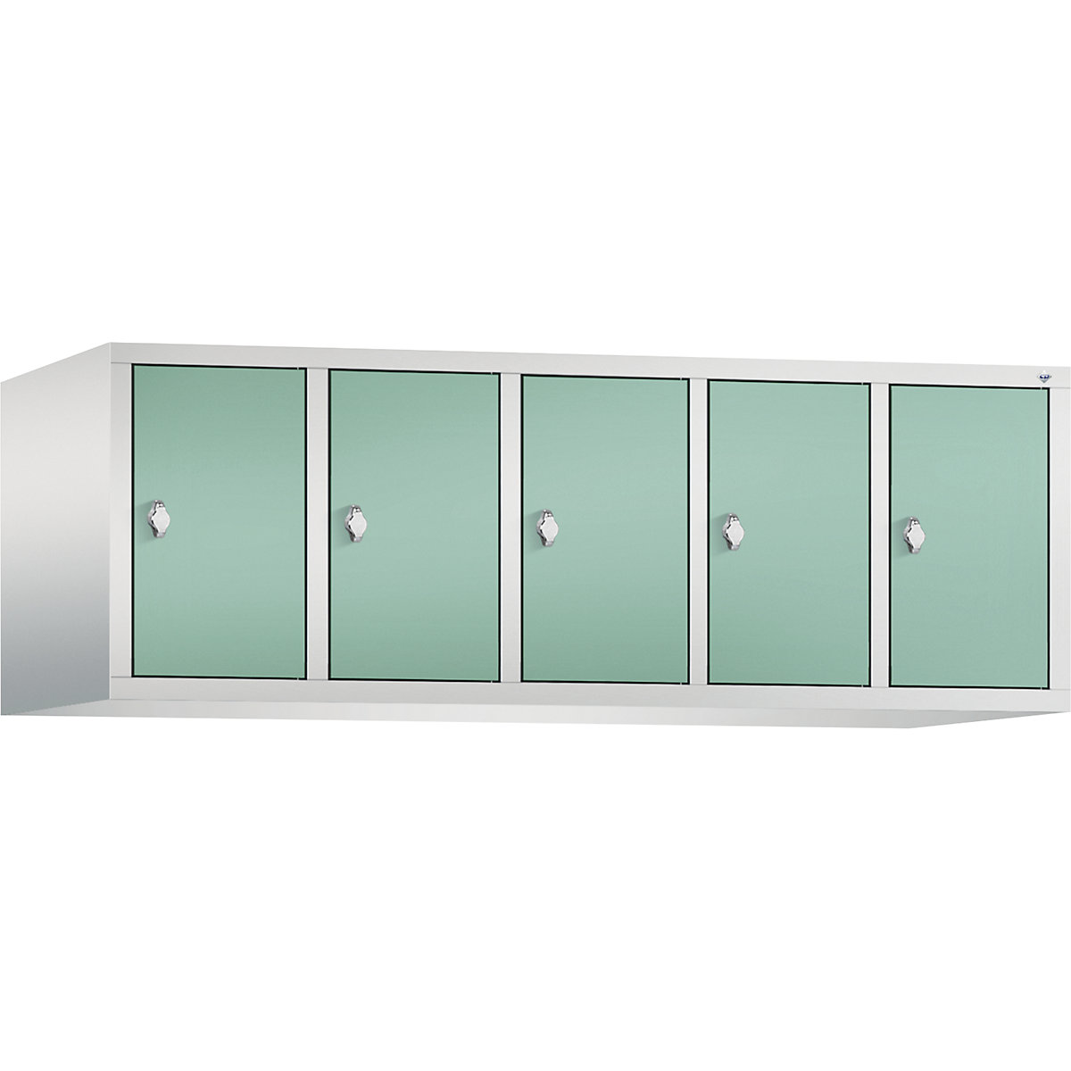 C+P – Altillo CLASSIC, 5 compartimentos, anchura de compartimento 300 mm, gris luminoso / verde luminoso