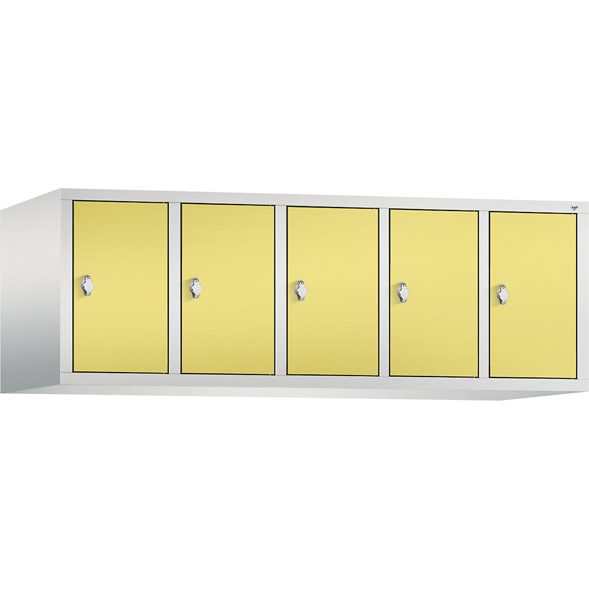 C+P – Altillo CLASSIC, 5 compartimentos, anchura de compartimento 300 mm, gris luminoso / amarillo azufre