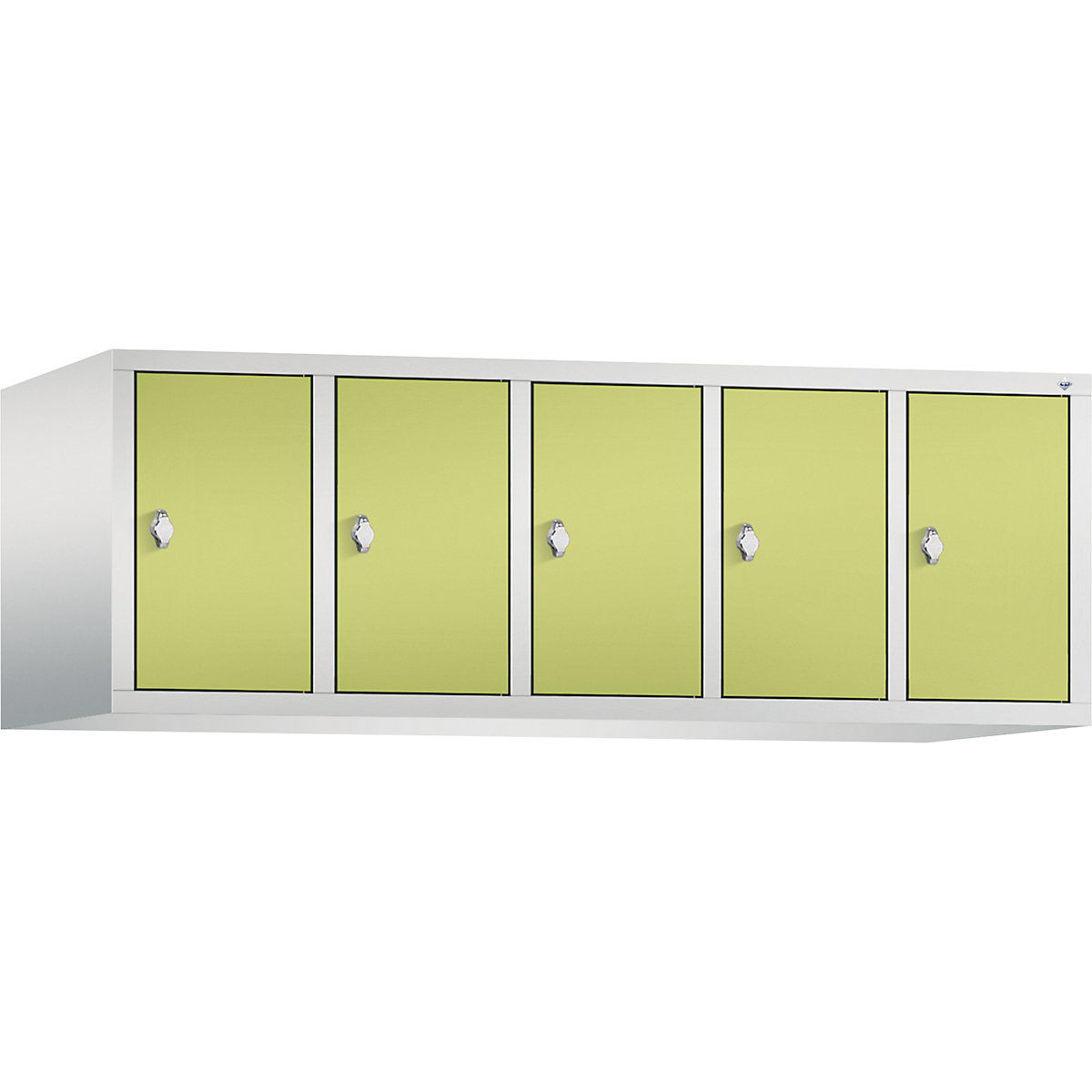 C+P – Altillo CLASSIC, 5 compartimentos, anchura de compartimento 300 mm, gris luminoso / verde pistacho