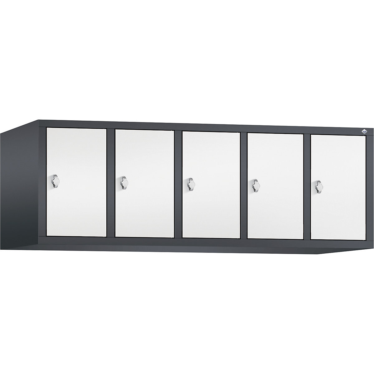 C+P – Altillo CLASSIC, 5 compartimentos, anchura de compartimento 300 mm, gris negruzco / blanco tráfico