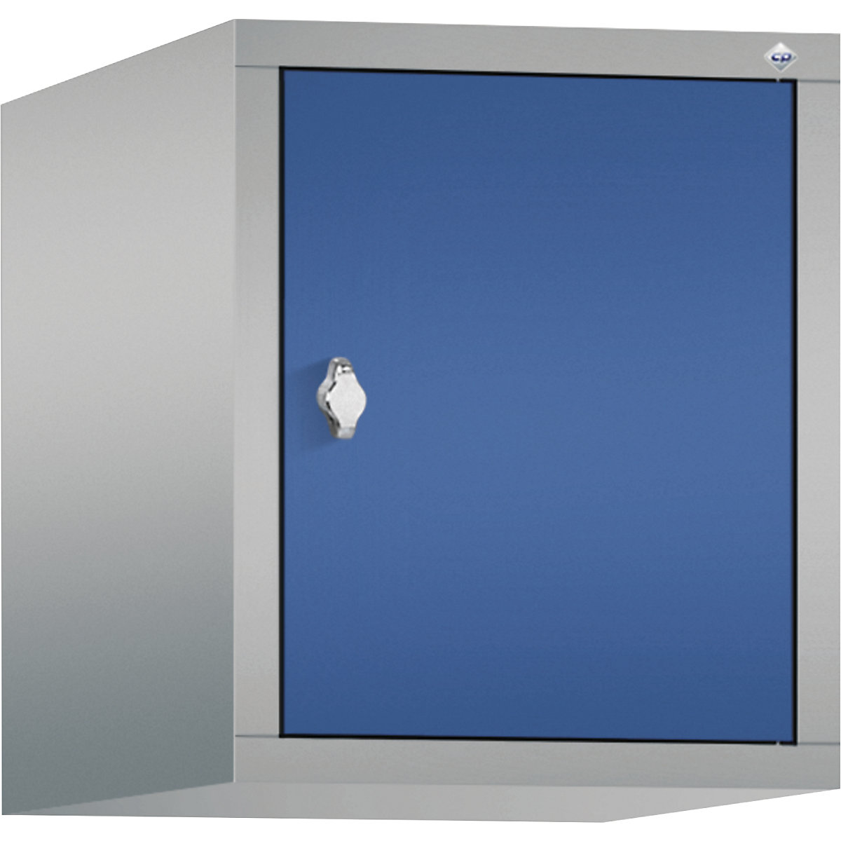 C+P – Altillo CLASSIC, 1 compartimento, anchura de compartimento 400 mm, aluminio blanco / azul genciana