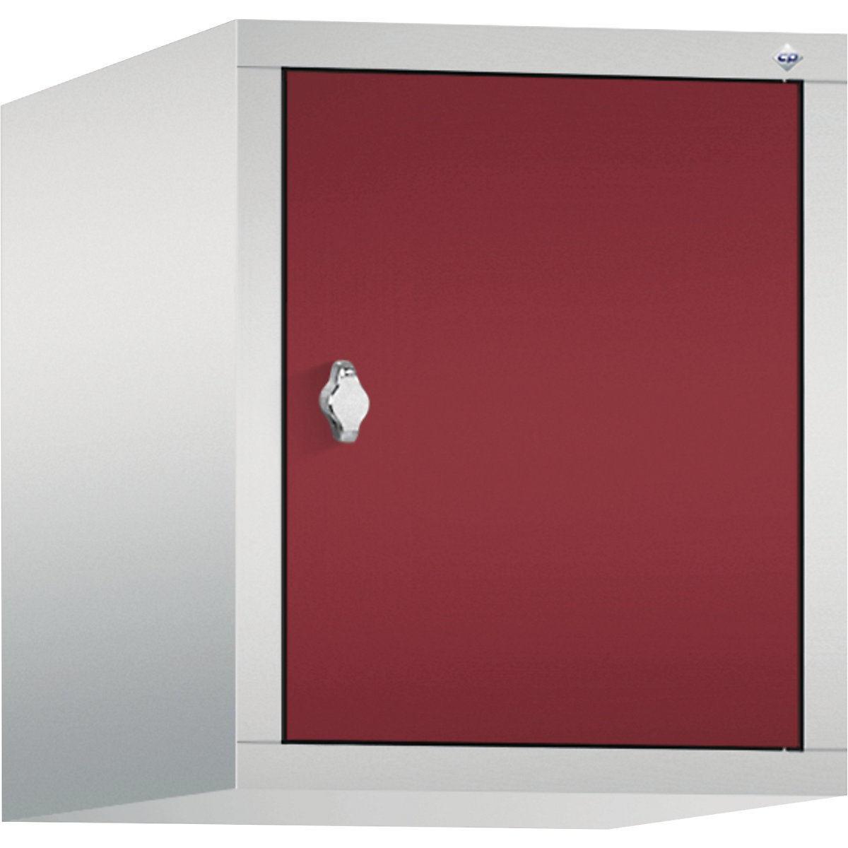 C+P – Altillo CLASSIC, 1 compartimento, anchura de compartimento 400 mm, gris luminoso / rojo rubí
