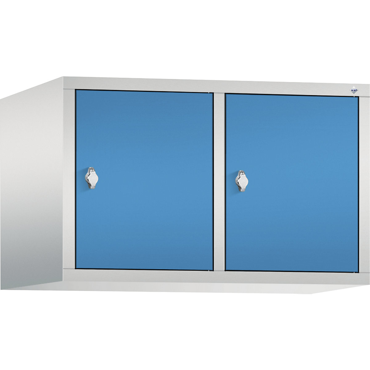 C+P – Altillo CLASSIC, 2 compartimentos, anchura de compartimento 400 mm, gris luminoso / azul luminoso
