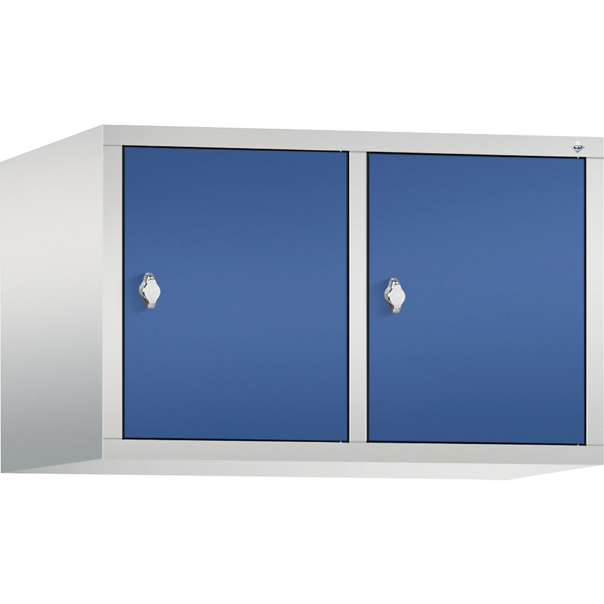 C+P – Altillo CLASSIC, 2 compartimentos, anchura de compartimento 400 mm, gris luminoso / azul genciana