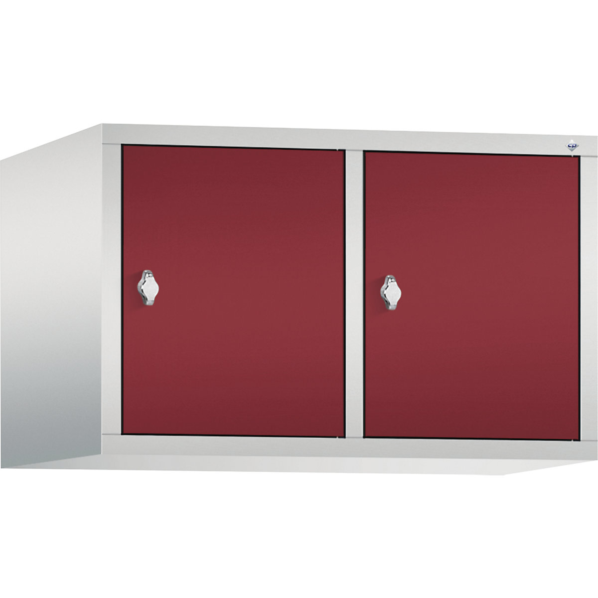 C+P – Altillo CLASSIC, 2 compartimentos, anchura de compartimento 400 mm, gris luminoso / rojo rubí