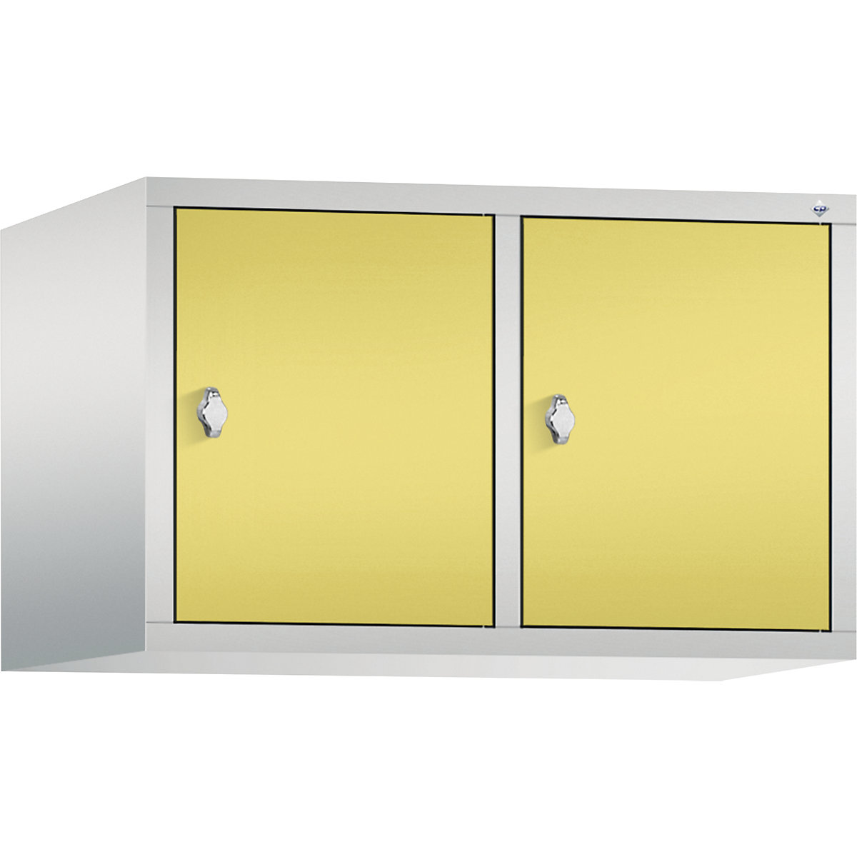 C+P – Altillo CLASSIC, 2 compartimentos, anchura de compartimento 400 mm, gris luminoso / amarillo azufre