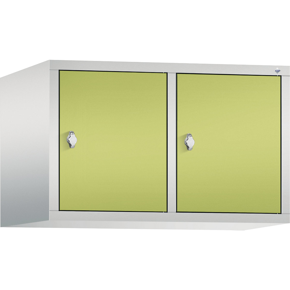 C+P – Altillo CLASSIC, 2 compartimentos, anchura de compartimento 400 mm, gris luminoso / verde pistacho