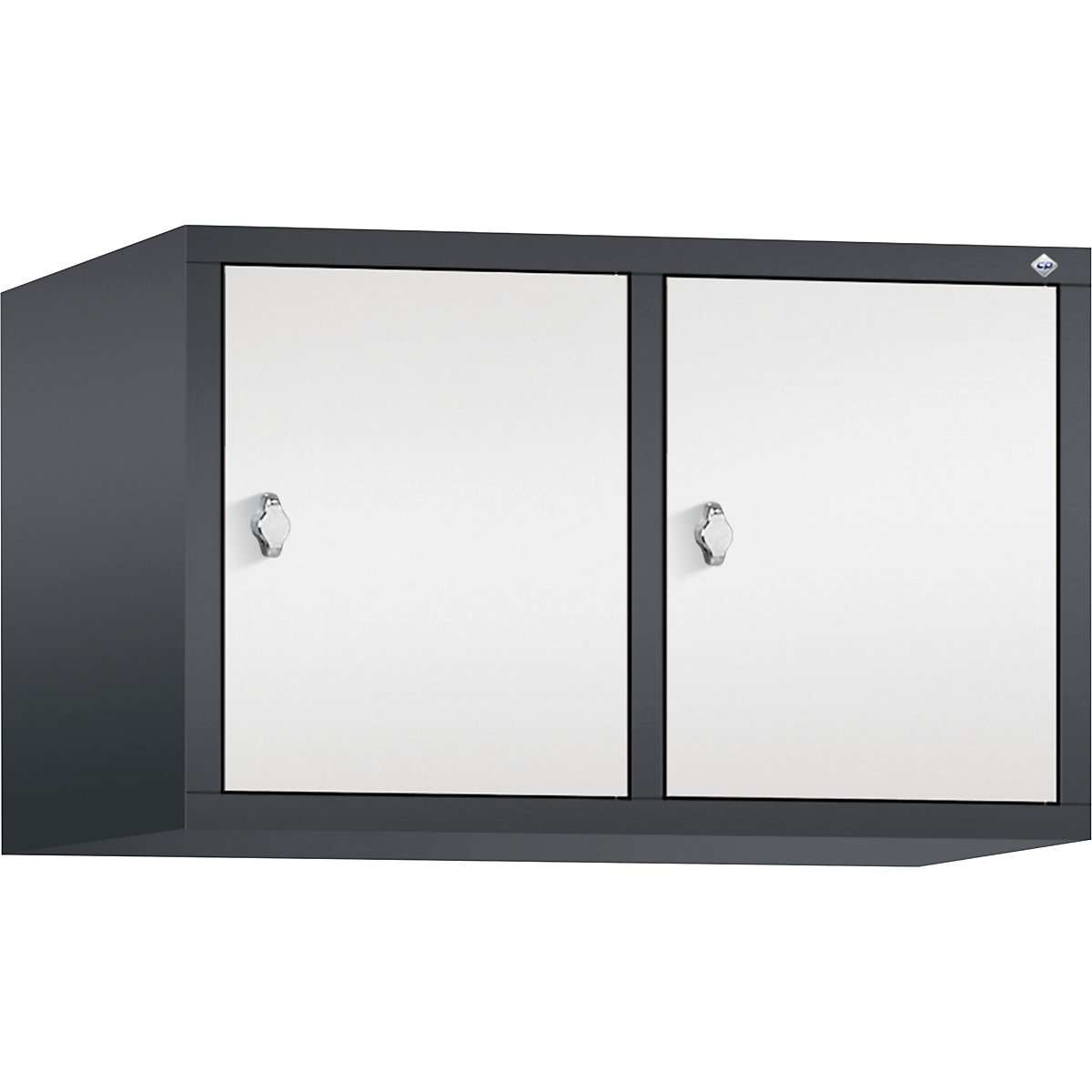 C+P – Altillo CLASSIC, 2 compartimentos, anchura de compartimento 400 mm, gris negruzco / blanco tráfico