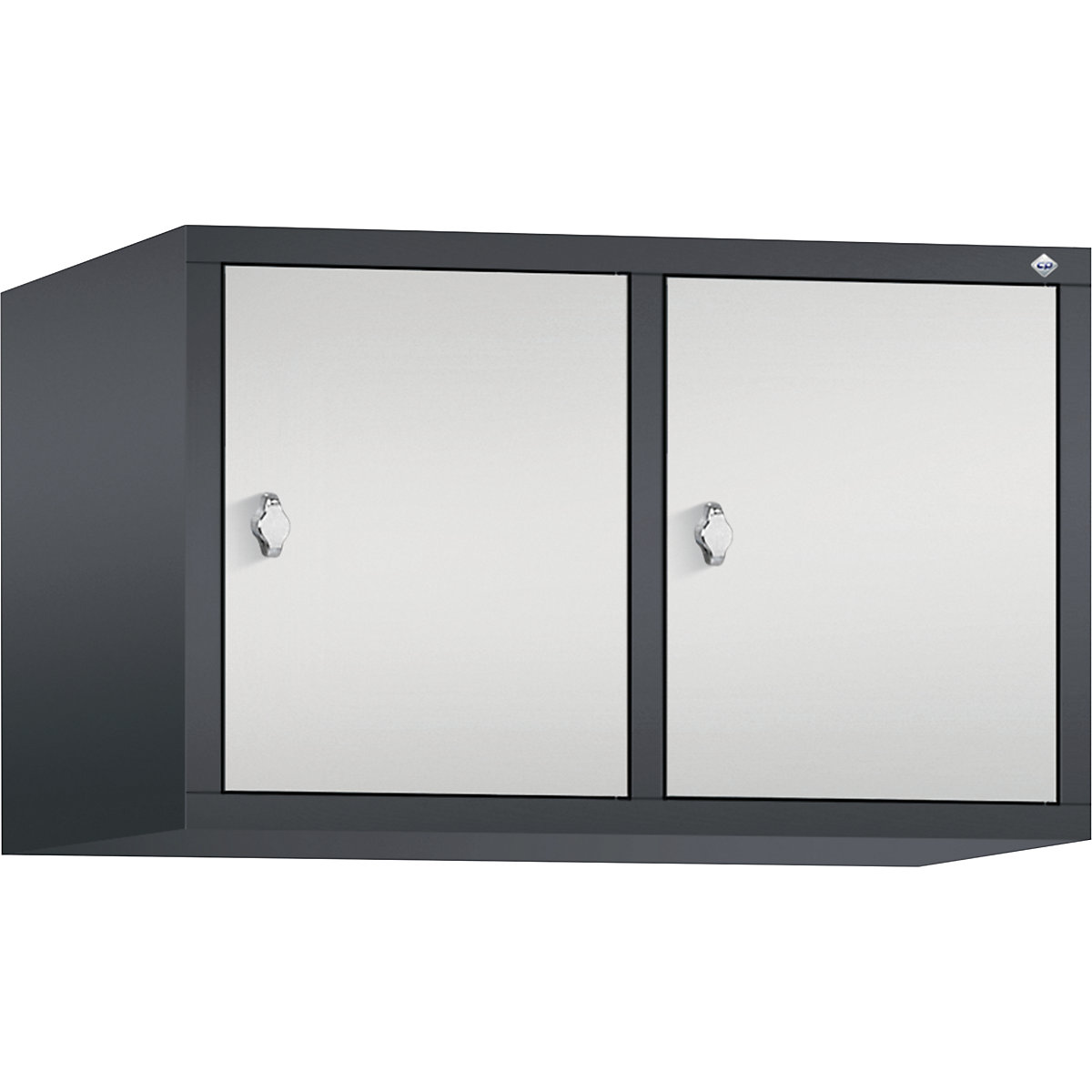 C+P – Altillo CLASSIC, 2 compartimentos, anchura de compartimento 400 mm, gris negruzco / gris luminoso