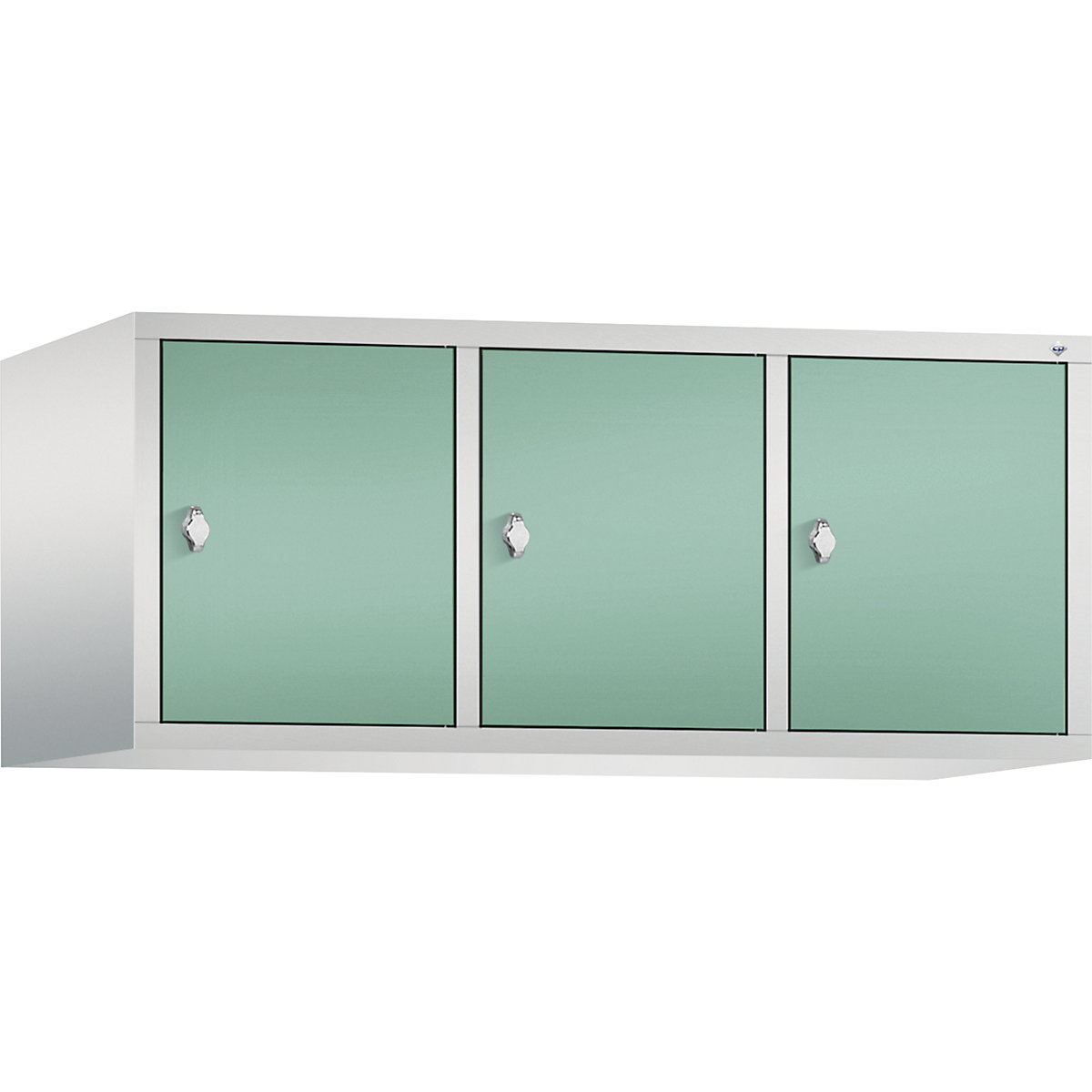 C+P – Altillo CLASSIC, 3 compartimentos, anchura de compartimento 400 mm, gris luminoso / verde luminoso