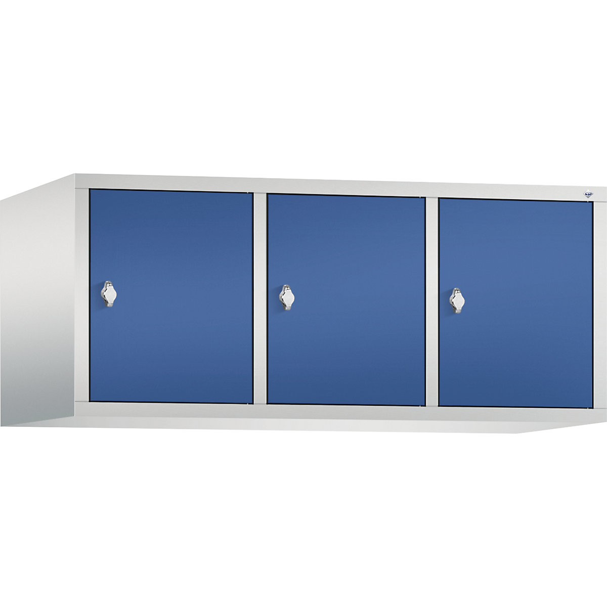 C+P – Altillo CLASSIC, 3 compartimentos, anchura de compartimento 400 mm, gris luminoso / azul genciana