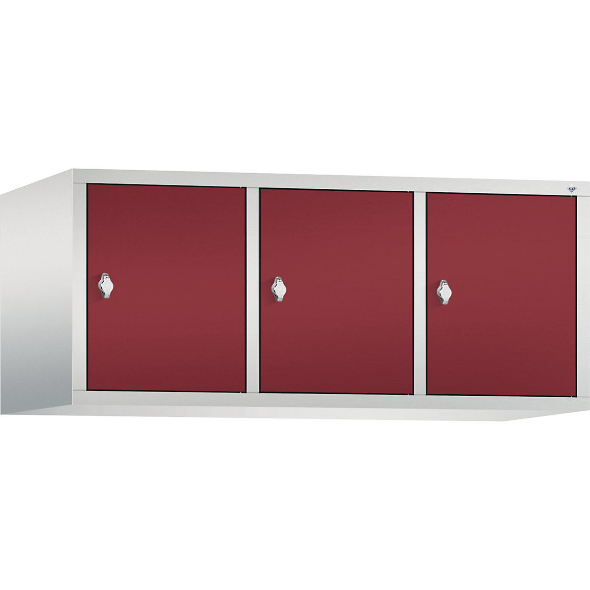 C+P – Altillo CLASSIC, 3 compartimentos, anchura de compartimento 400 mm, gris luminoso / rojo rubí
