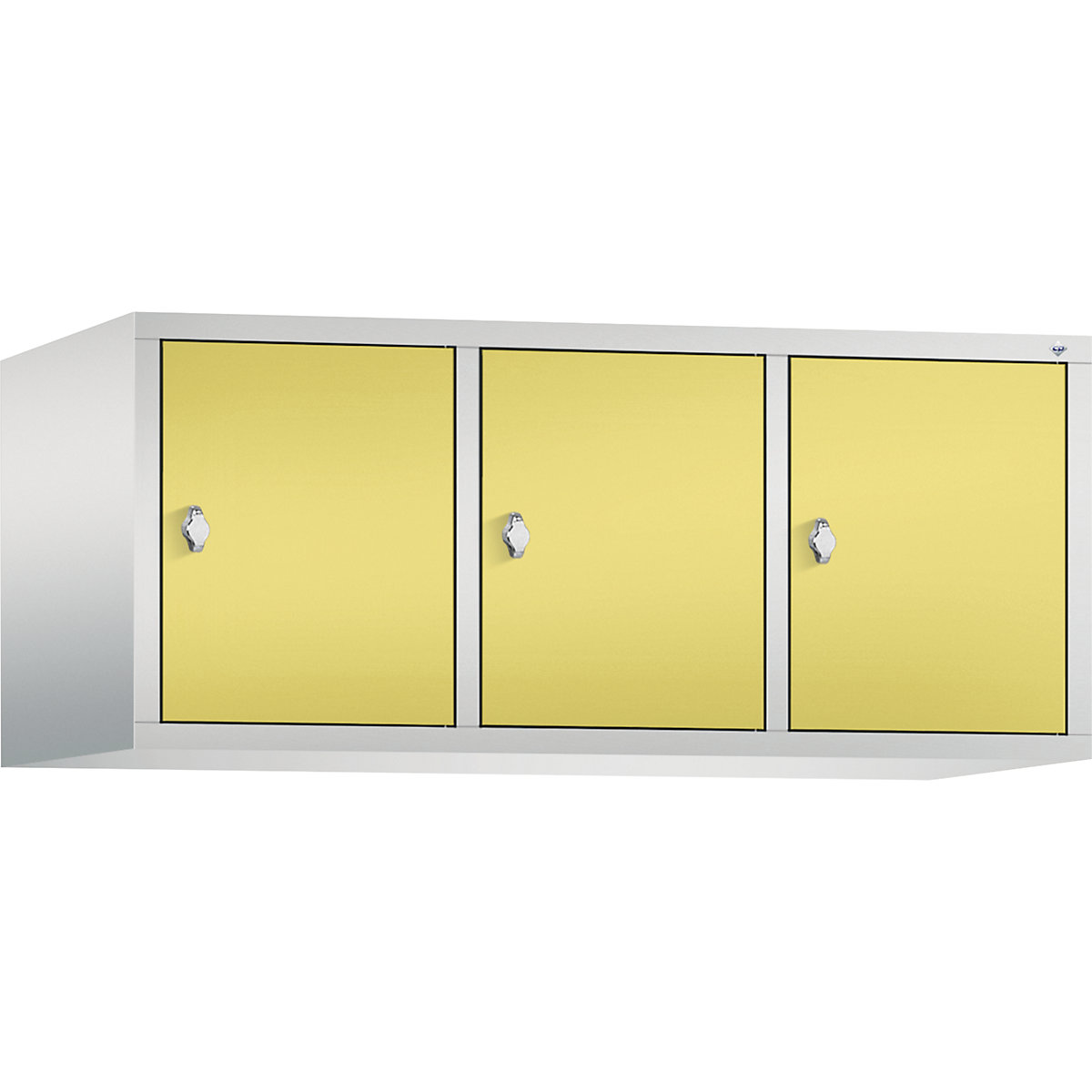 C+P – Altillo CLASSIC, 3 compartimentos, anchura de compartimento 400 mm, gris luminoso / amarillo azufre
