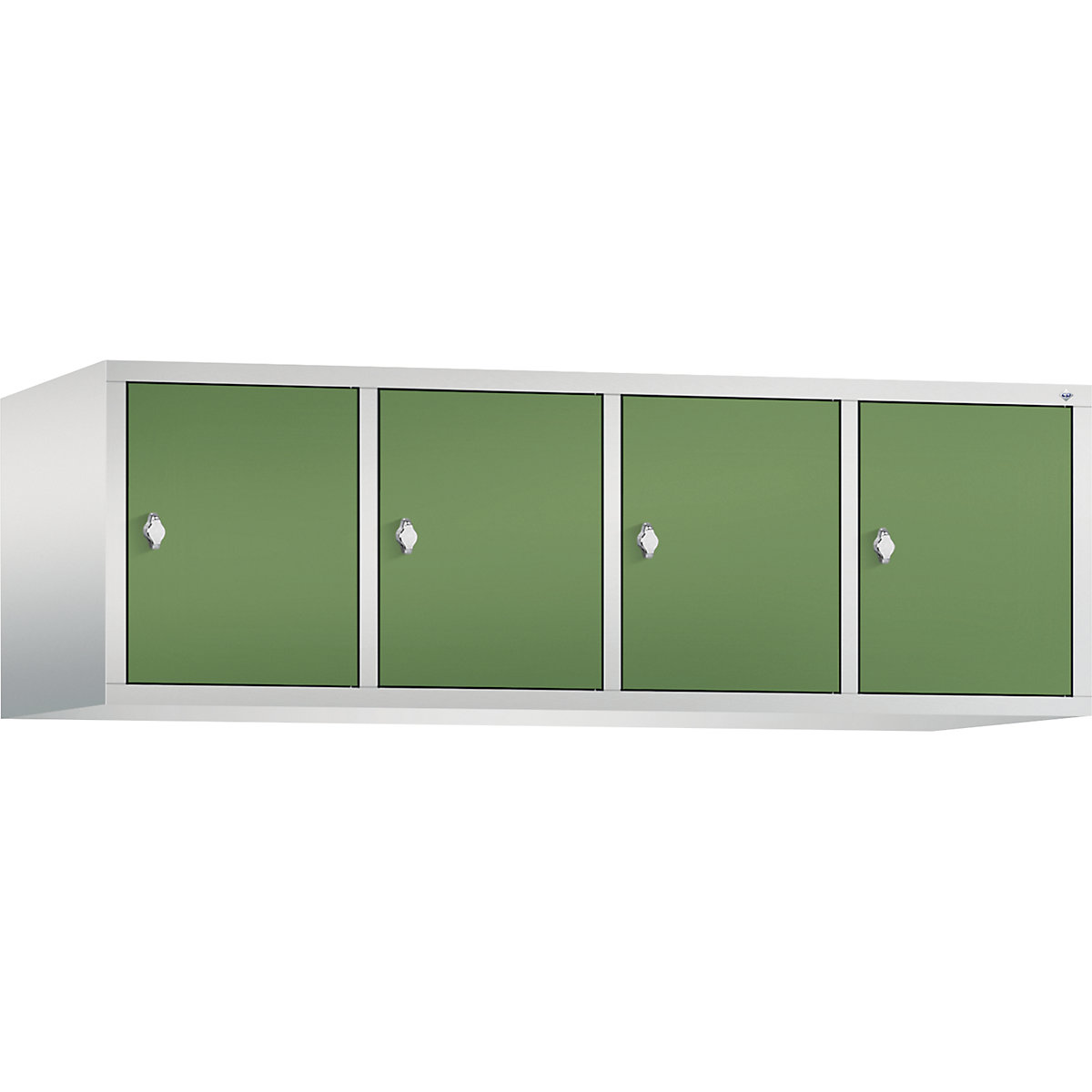 C+P – Altillo CLASSIC, 4 compartimentos, anchura de compartimento 400 mm, gris luminoso / verde reseda
