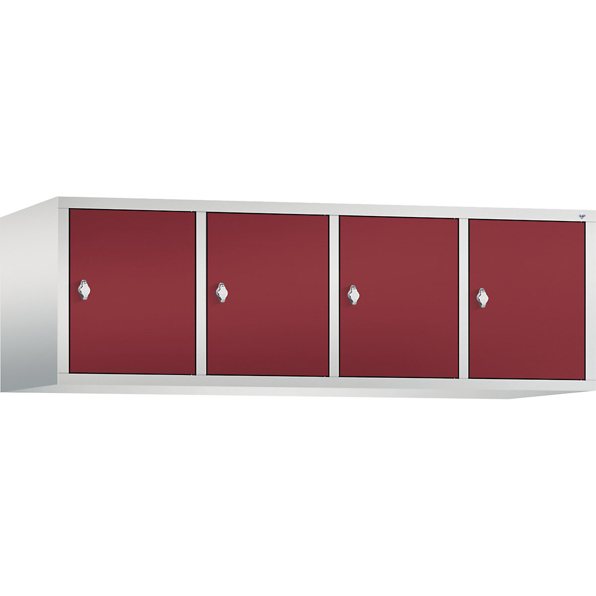 C+P – Altillo CLASSIC, 4 compartimentos, anchura de compartimento 400 mm, gris luminoso / rojo rubí