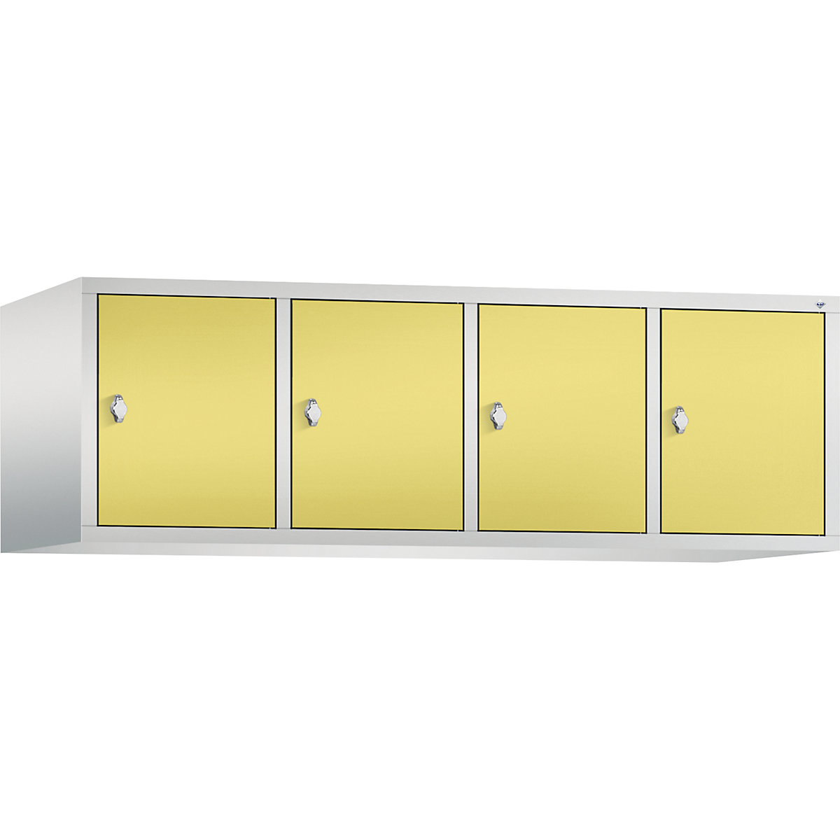 C+P – Altillo CLASSIC, 4 compartimentos, anchura de compartimento 400 mm, gris luminoso / amarillo azufre