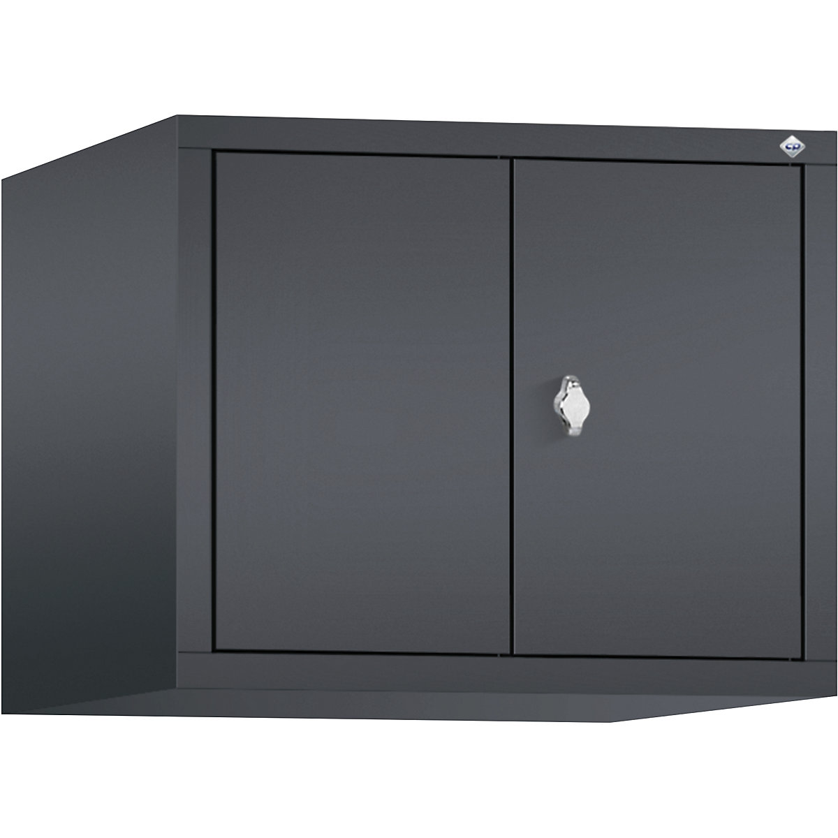 C+P – Altillo CLASSIC, puertas batientes que cierran al ras entre sí, 2 compartimentos, anchura de compartimento 300 mm, gris negruzco