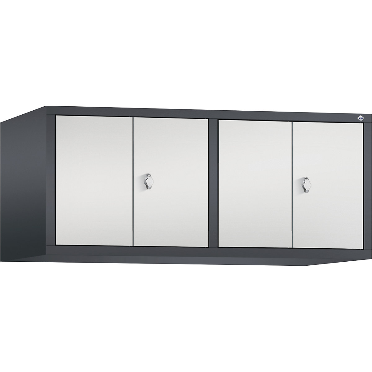 C+P – Altillo CLASSIC, puertas batientes que cierran al ras entre sí, 4 compartimentos, anchura de compartimento 300 mm, gris negruzco / gris luminoso
