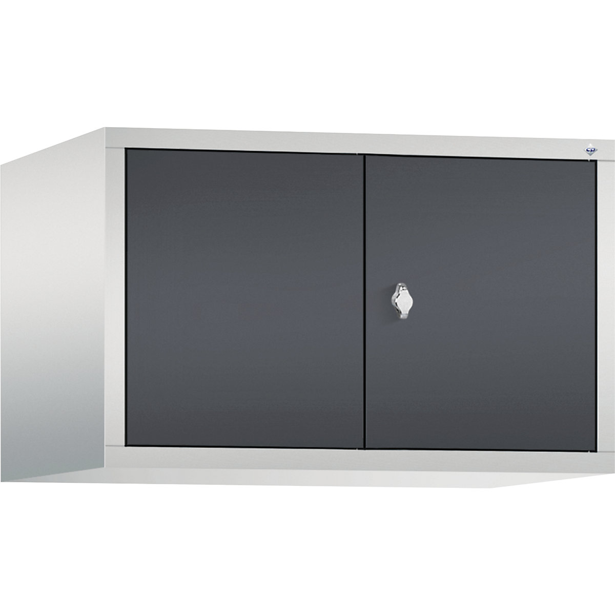 C+P – Altillo CLASSIC, puertas batientes que cierran al ras entre sí, 2 compartimentos, anchura de compartimento 400 mm, gris luminoso / gris negruzco