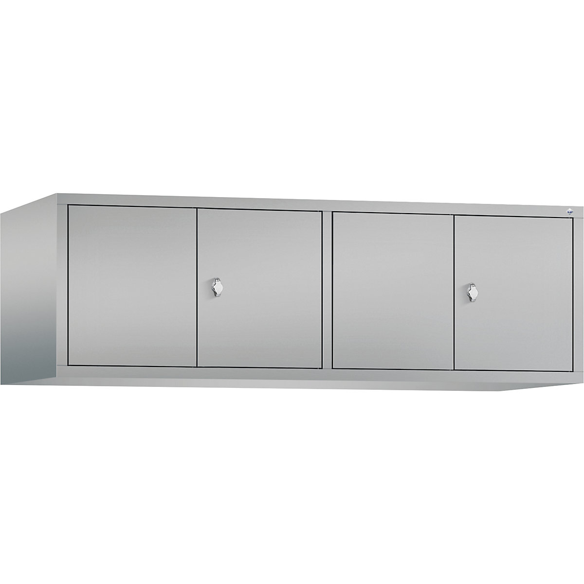 C+P – Altillo CLASSIC, puertas batientes que cierran al ras entre sí, 4 compartimentos, anchura de compartimento 400 mm, aluminio blanco