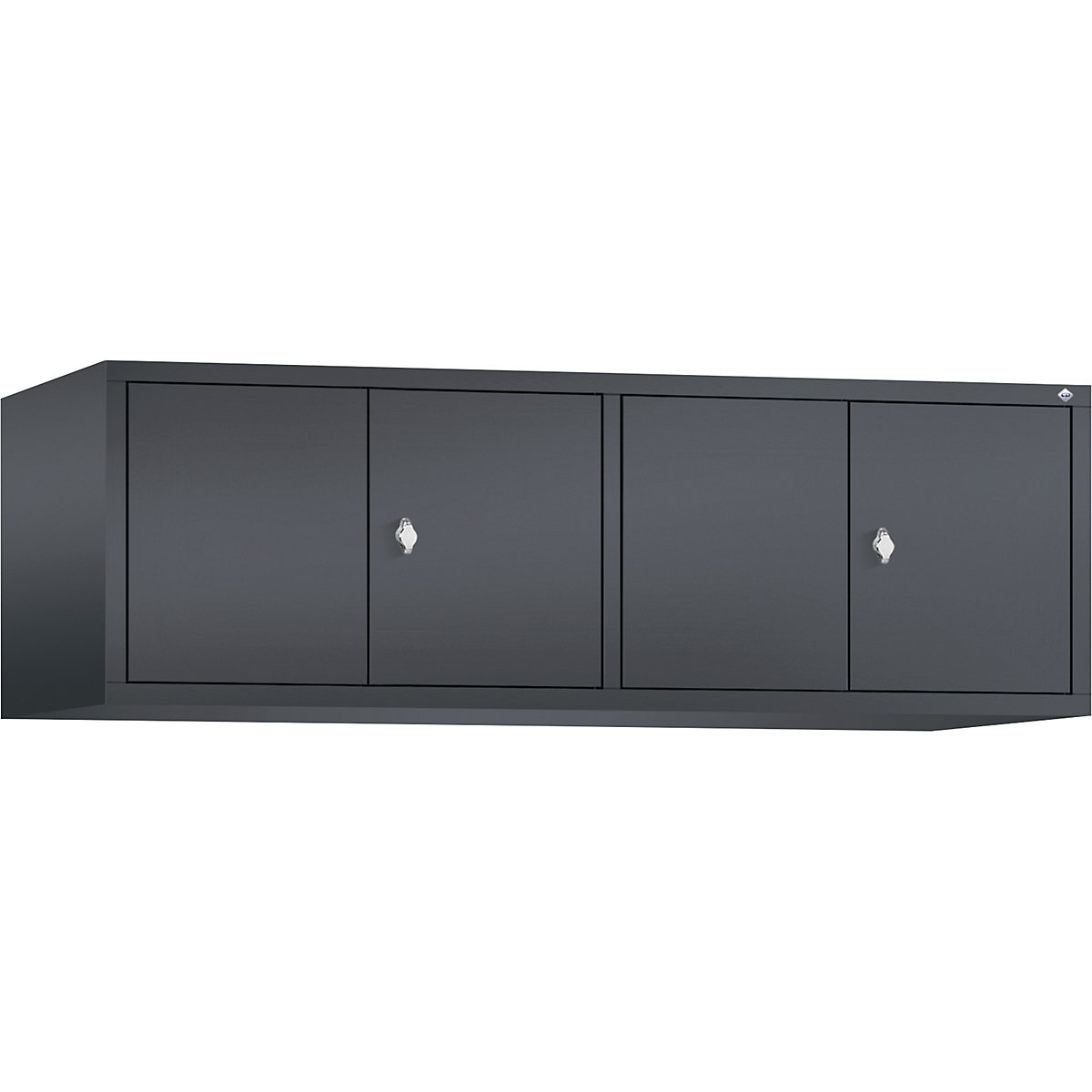 C+P – Altillo CLASSIC, puertas batientes que cierran al ras entre sí, 4 compartimentos, anchura de compartimento 400 mm, gris negruzco