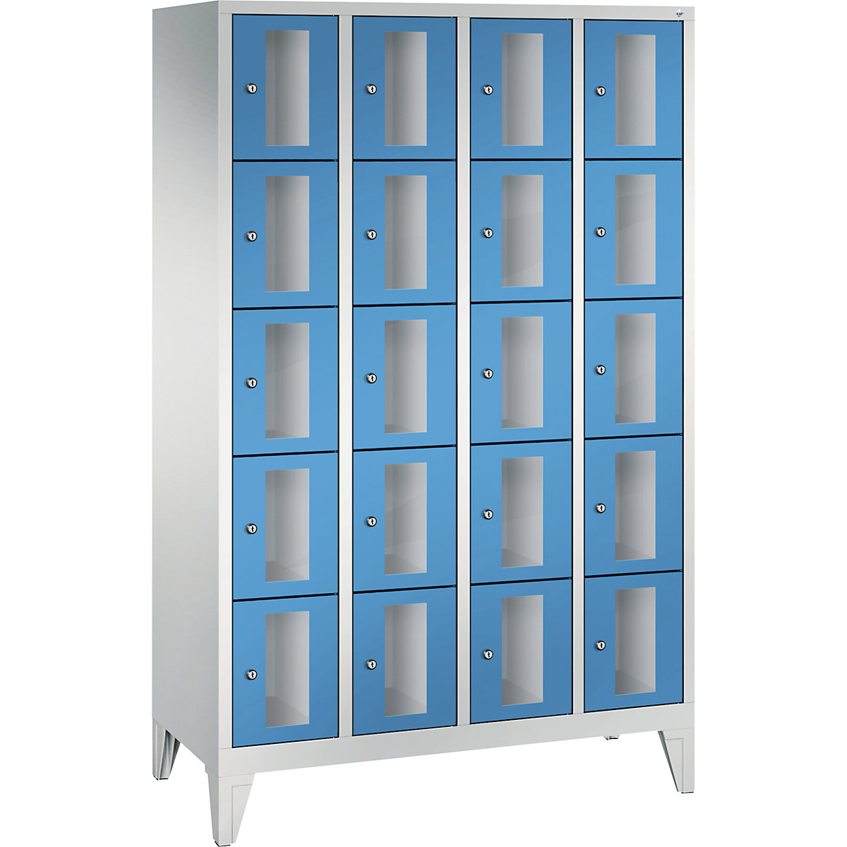 C+P – Armario de compartimentos CLASSIC, altura de compartimento 295 mm, con patas, 20 compartimentos, 1190 mm de anchura, puerta en azul luminoso