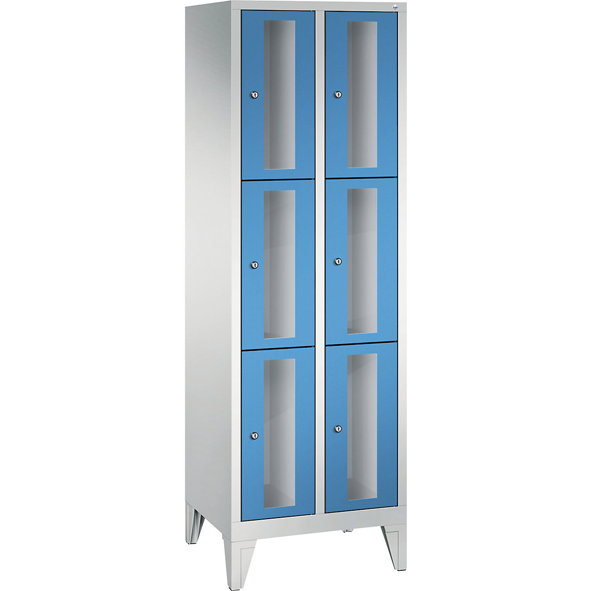 C+P – Armario de compartimentos CLASSIC, altura de compartimento 510 mm, con patas, 6 compartimentos de 610 mm de anchura, puerta en azul luminoso