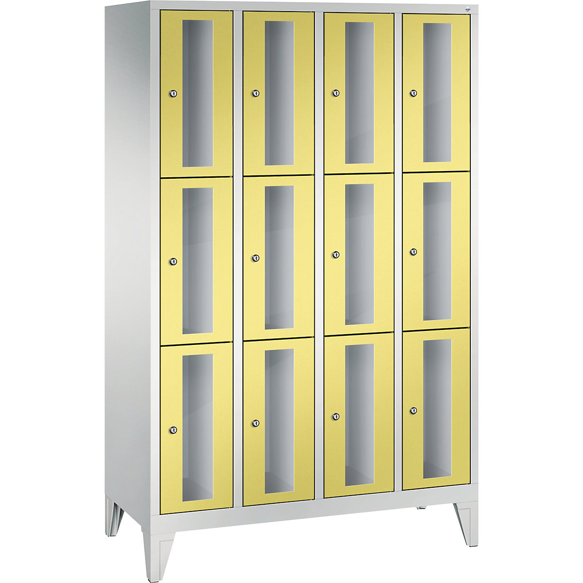 C+P – Armario de compartimentos CLASSIC, altura de compartimento 510 mm, con patas, 12 compartimentos de 1190 mm de anchura, puerta en amarillo azufre