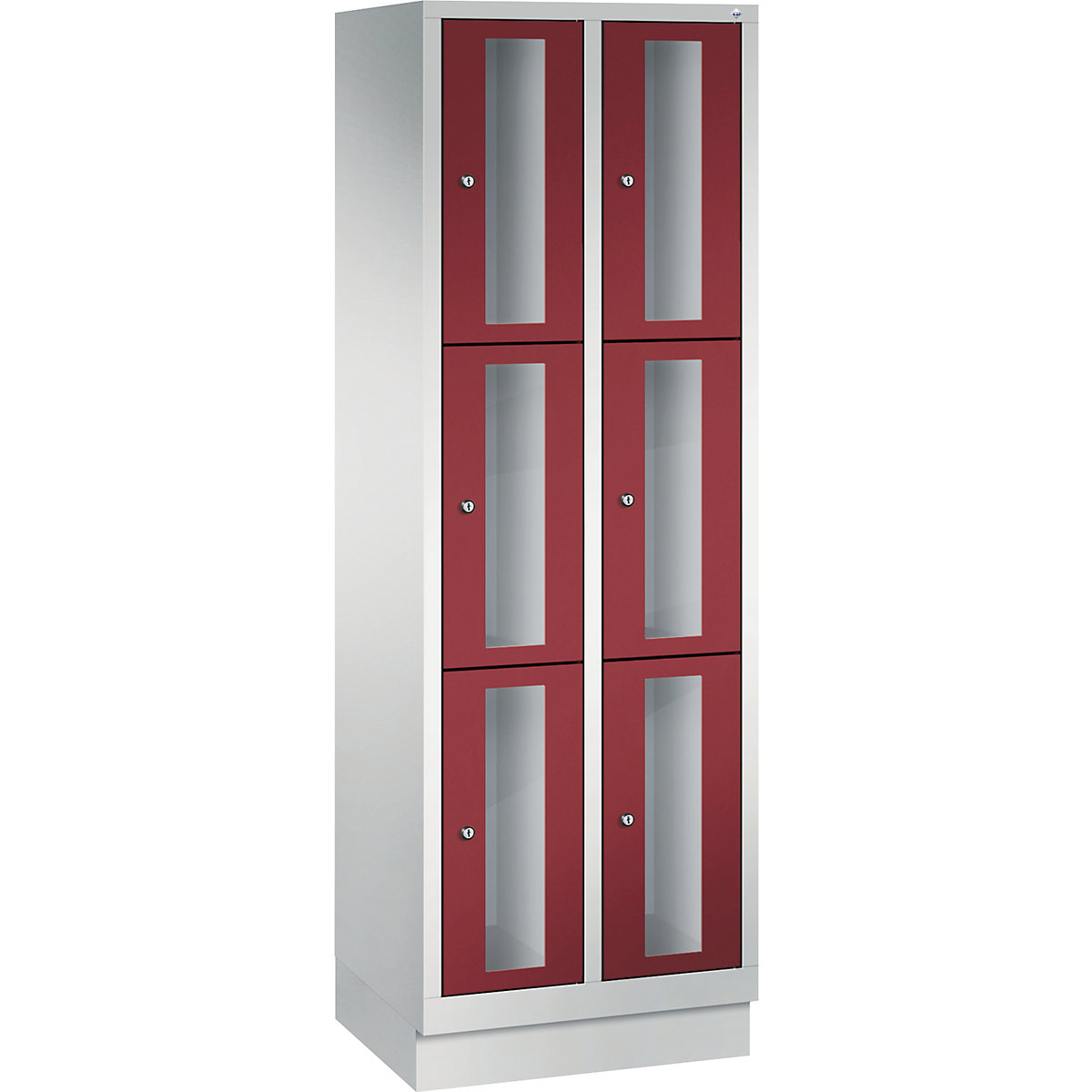C+P – Armario de compartimentos CLASSIC, altura de compartimento 510 mm, con zócalo, 6 compartimentos de 610 mm de anchura, puerta en rojo rubí