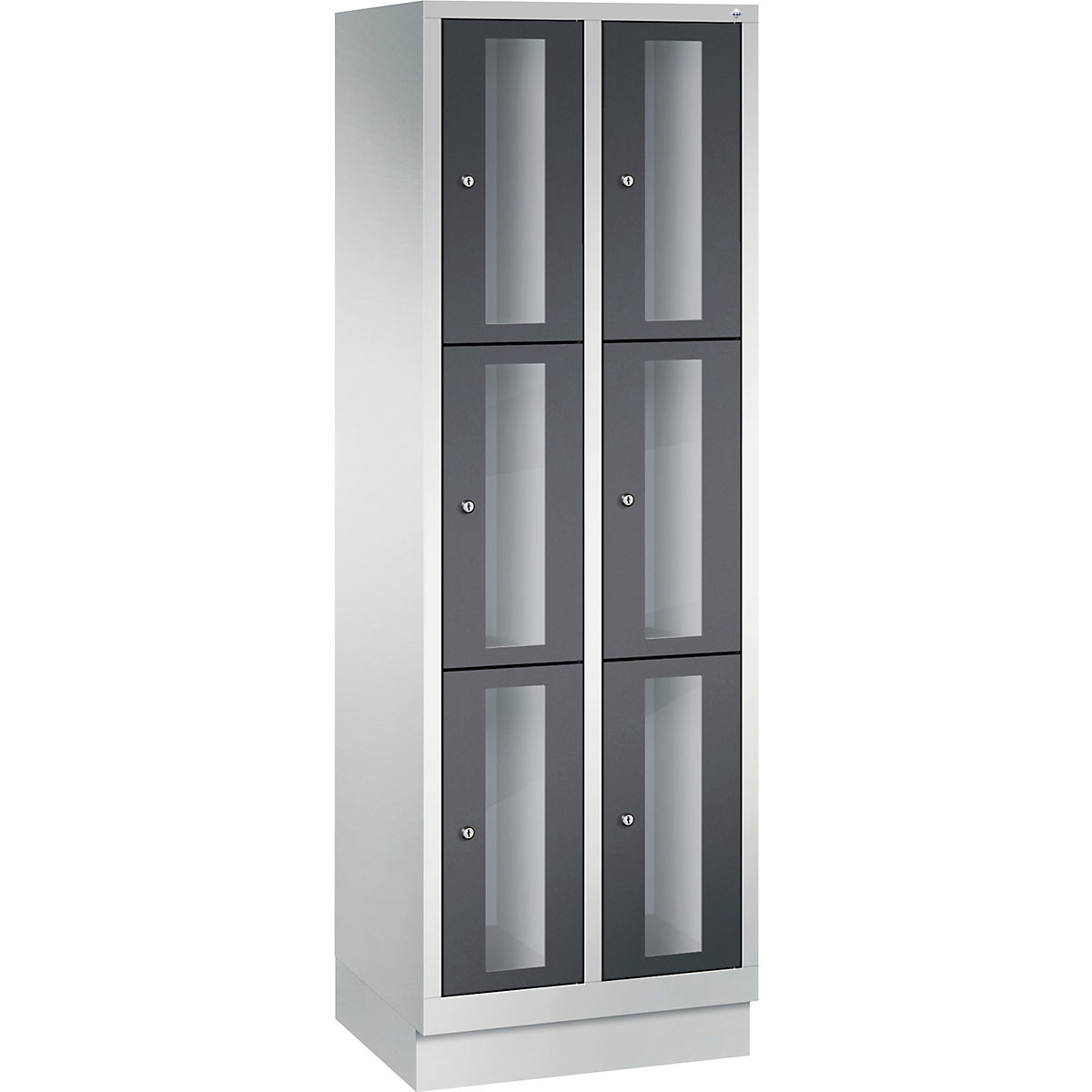 C+P – Armario de compartimentos CLASSIC, altura de compartimento 510 mm, con zócalo, 6 compartimentos de 610 mm de anchura, puerta en gris negruzco
