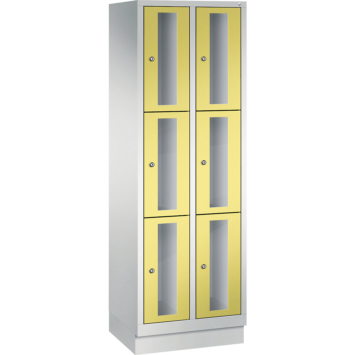 C+P – Armario de compartimentos CLASSIC, altura de compartimento 510 mm, con zócalo, 6 compartimentos de 610 mm de anchura, puerta en amarillo azufre