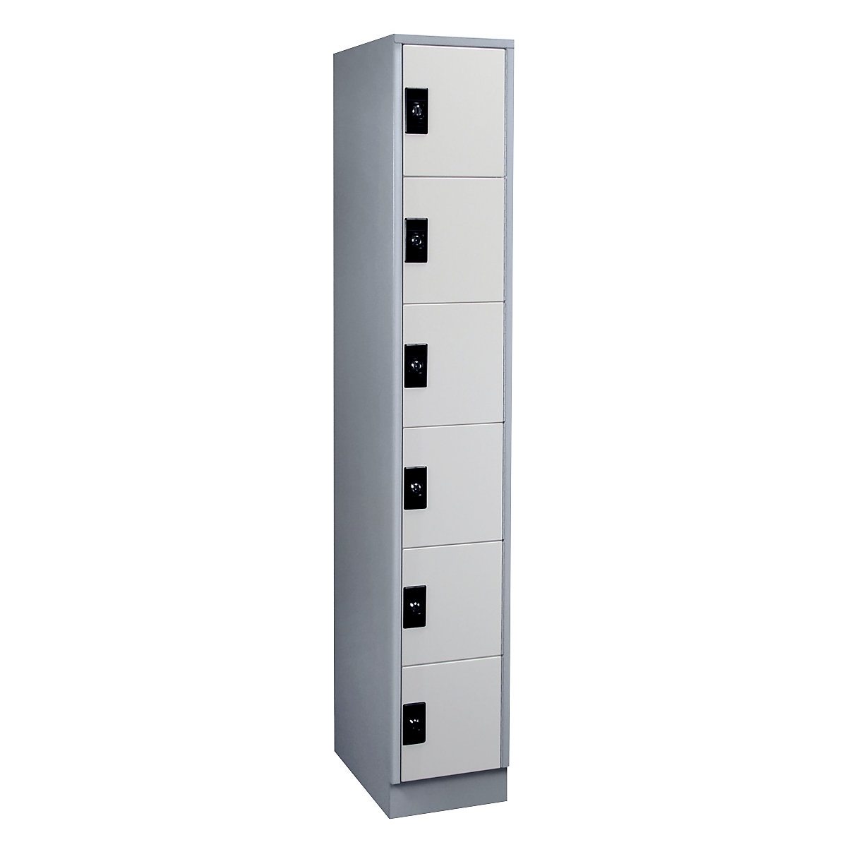 Armario de compartimentos bajo llave – Wolf, 1 módulo, cada uno con 6 compartimentos, gris plata / gris luminoso-5