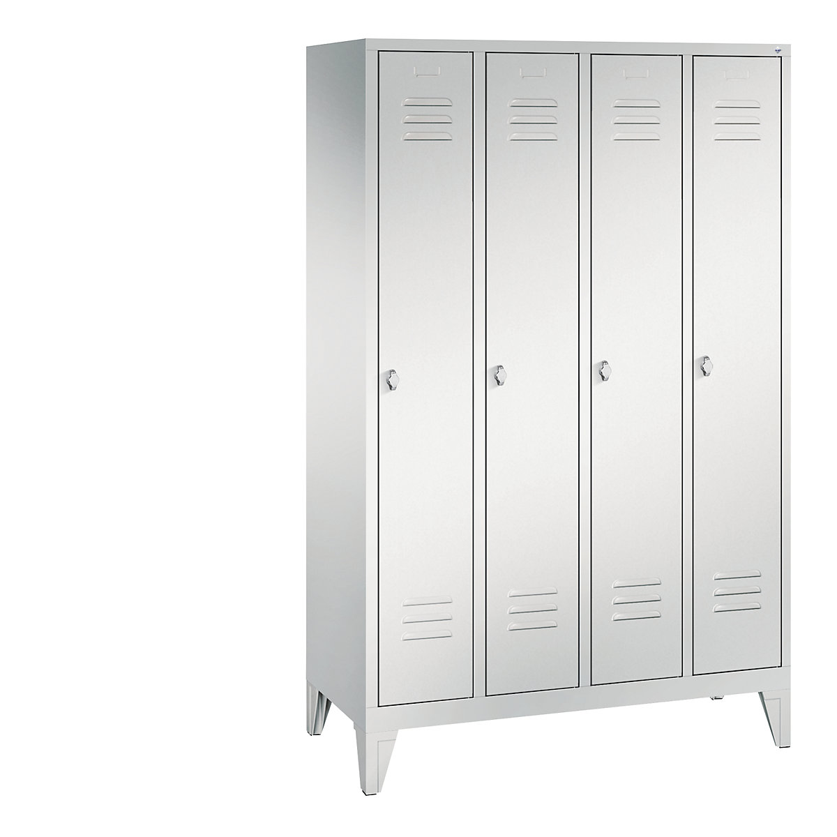 C+P – Armario guardarropa CLASSIC con patas, 4 compartimentos, anchura de compartimento 300 mm, gris luminoso