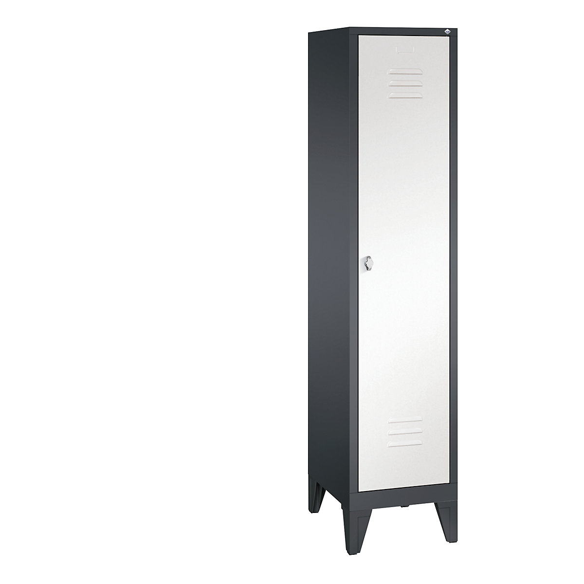 C+P – Armario guardarropa CLASSIC con patas, 1 compartimento, anchura de compartimento 400 mm, gris negruzco / blanco tráfico