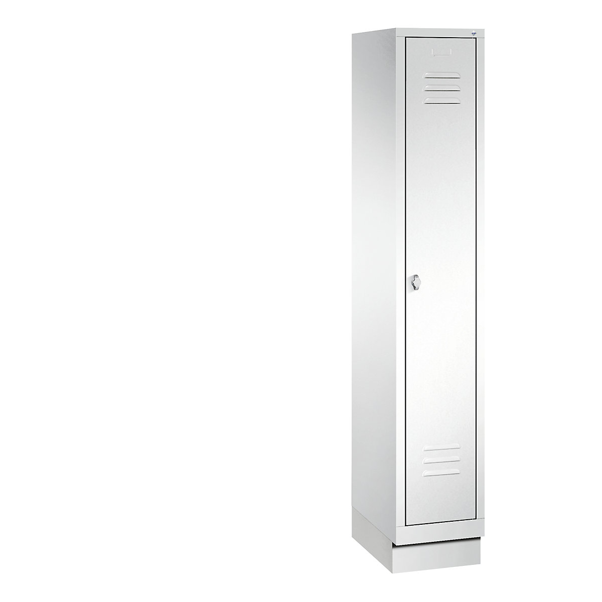 C+P – Armario guardarropa CLASSIC con zócalo, 1 compartimento, anchura de compartimento 300 mm, blanco tráfico