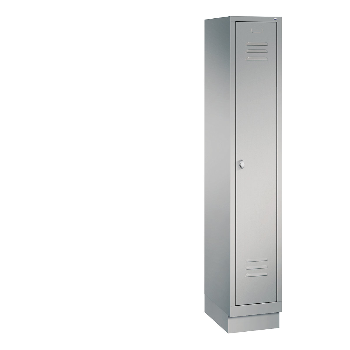 C+P – Armario guardarropa CLASSIC con zócalo, 1 compartimento, anchura de compartimento 300 mm, aluminio blanco