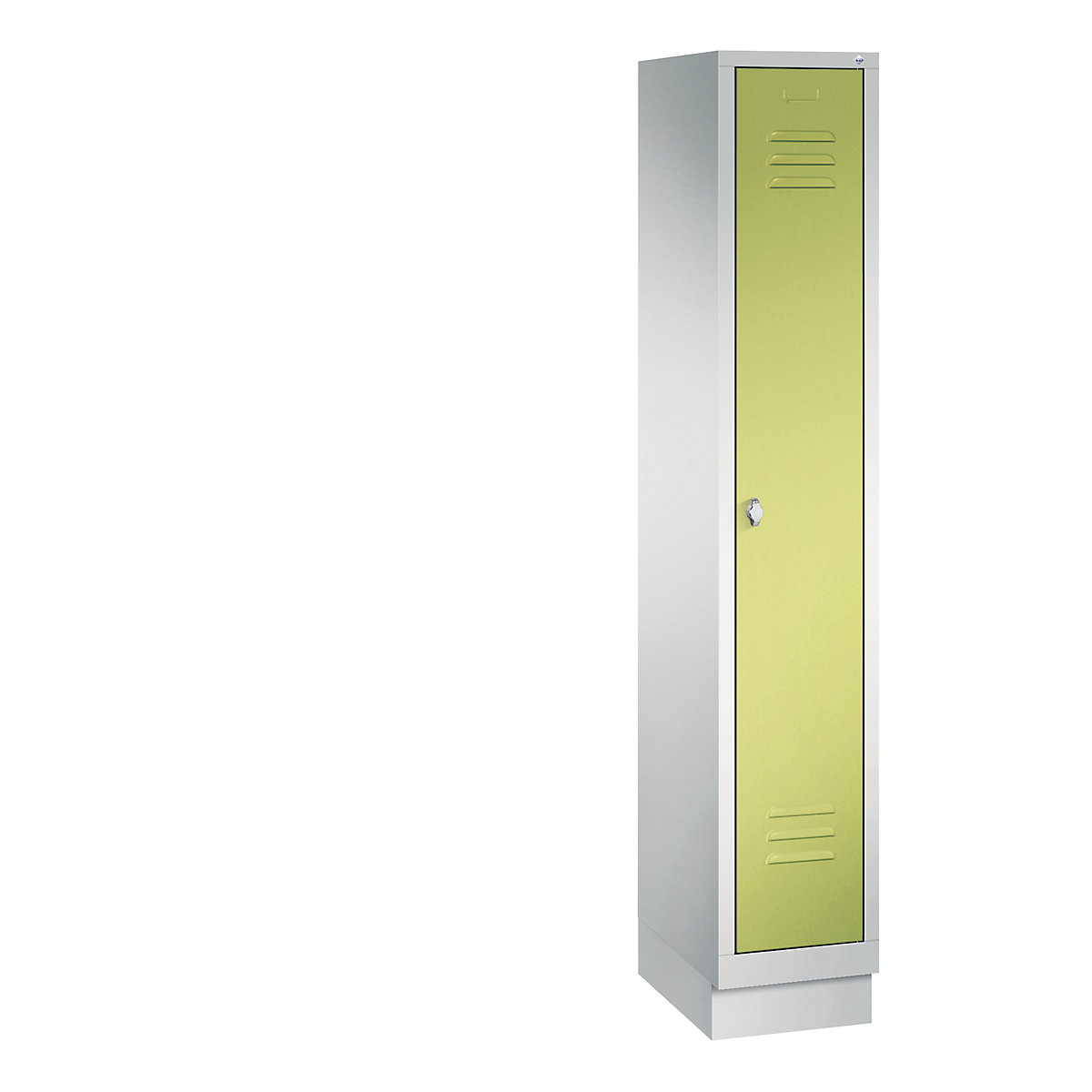 C+P – Armario guardarropa CLASSIC con zócalo, 1 compartimento, anchura de compartimento 300 mm, gris luminoso / verde pistacho