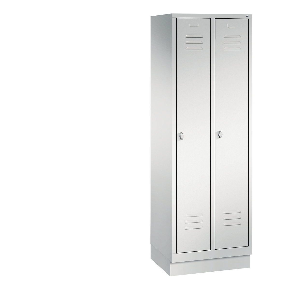 C+P – Armario guardarropa CLASSIC con zócalo, 2 compartimentos, anchura de compartimento 300 mm, gris luminoso