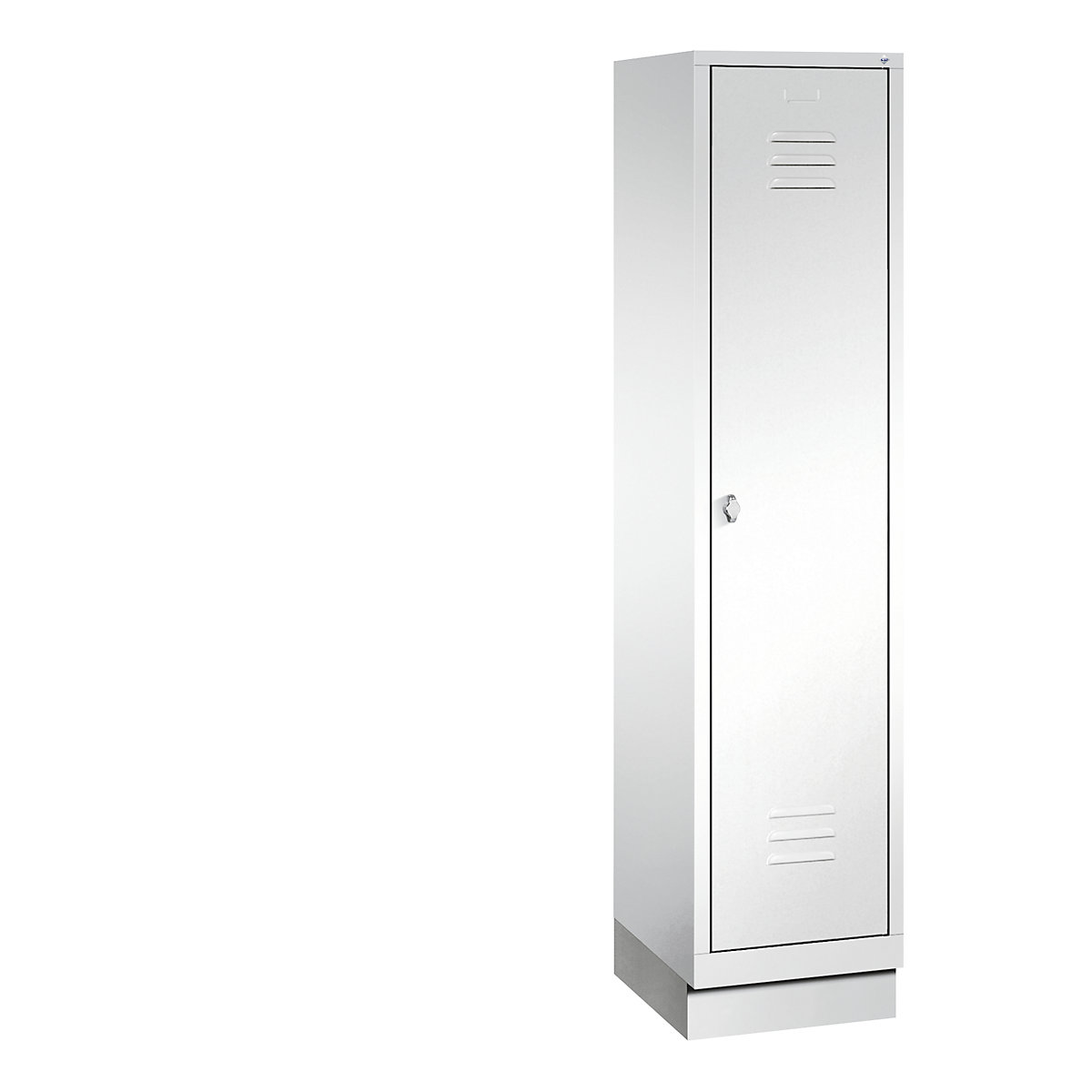 C+P – Armario guardarropa CLASSIC con zócalo, 1 compartimento, anchura de compartimento 400 mm, blanco tráfico