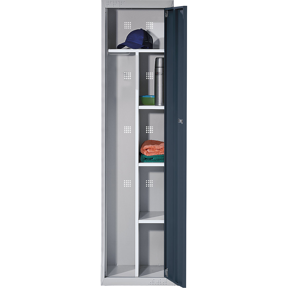 Sistema modular de armarios guardarropa – eurokraft basic, con elementos básicos y de ampliación, H x A x P 1800 x 450 x 500 mm, 1 balda para sombreros, 3 baldas, gris luminoso / gris basalto, elemento básico