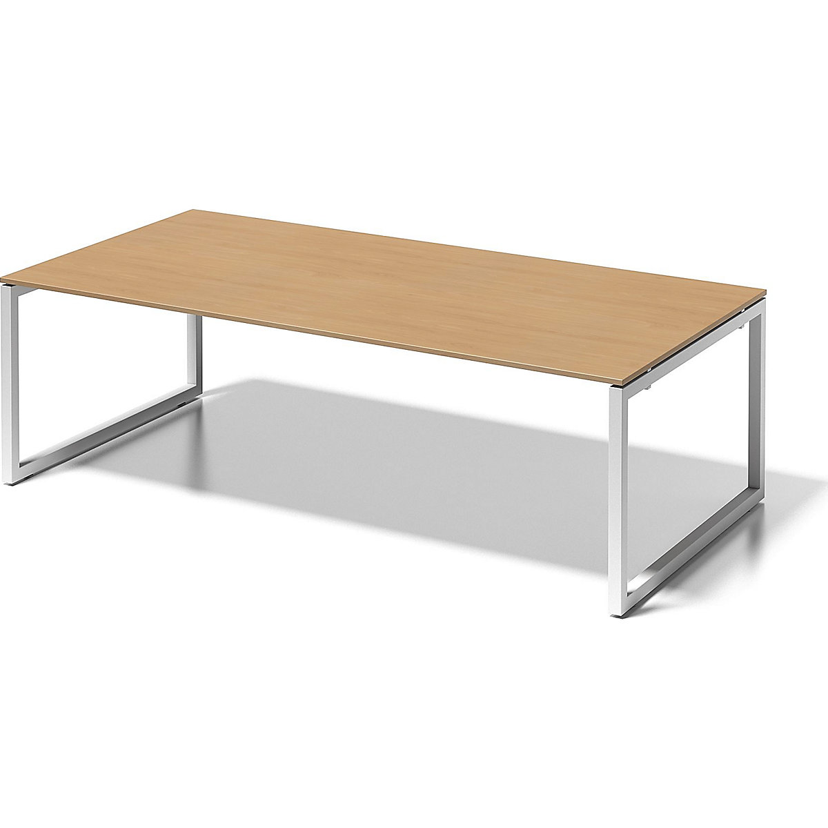 Birou CITO, cadru O – BISLEY, î. x lăț. x ad. 740 x 2400 x 1200 mm, cadru alb, blat fag